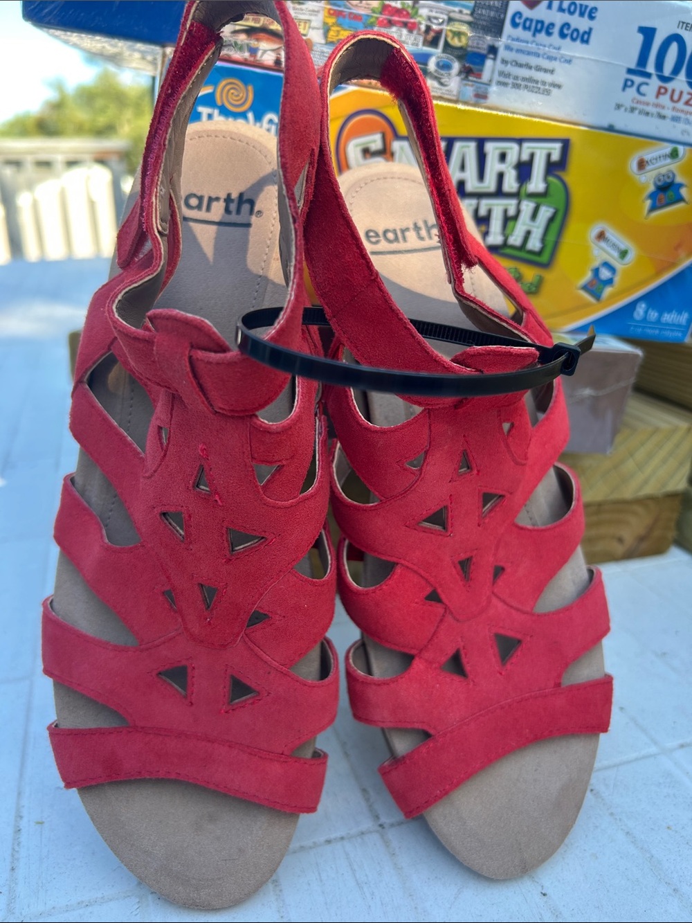 Earth Red Suede Cutout Slingback Heels Never Worn